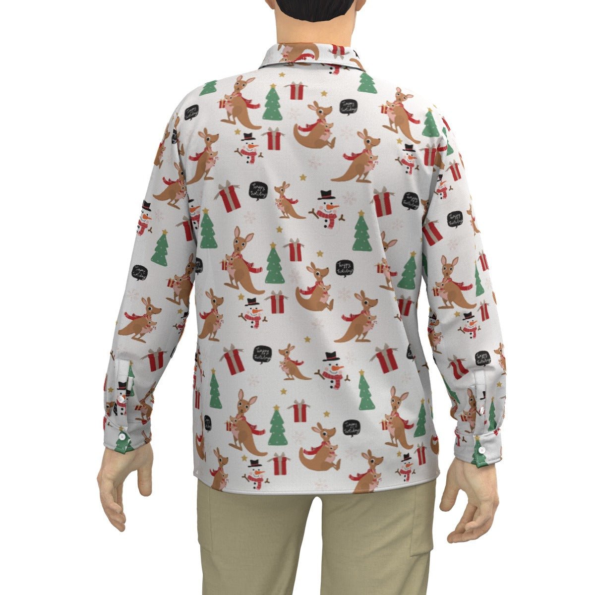 Men's Collar Christmas Shirt - Kangaroos - Festive Style