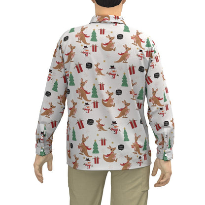 Men's Collar Christmas Shirt - Kangaroos - Festive Style