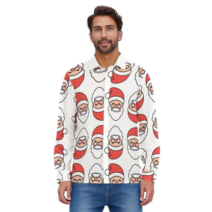 Men's Collar Christmas Shirt - Mirrored Santa - Festive Style