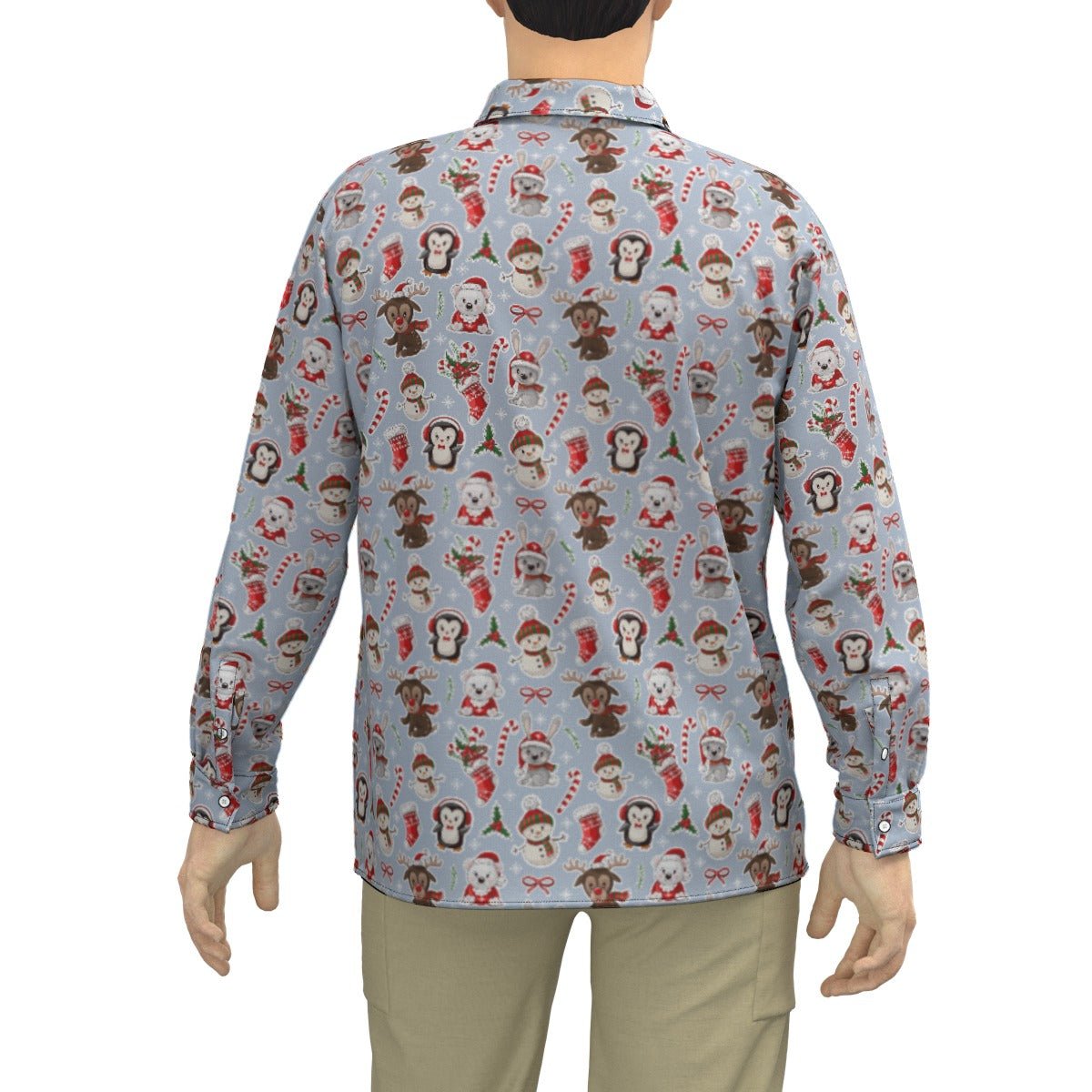 Men's Collar Christmas Shirt - Polar Kawaii - Festive Style