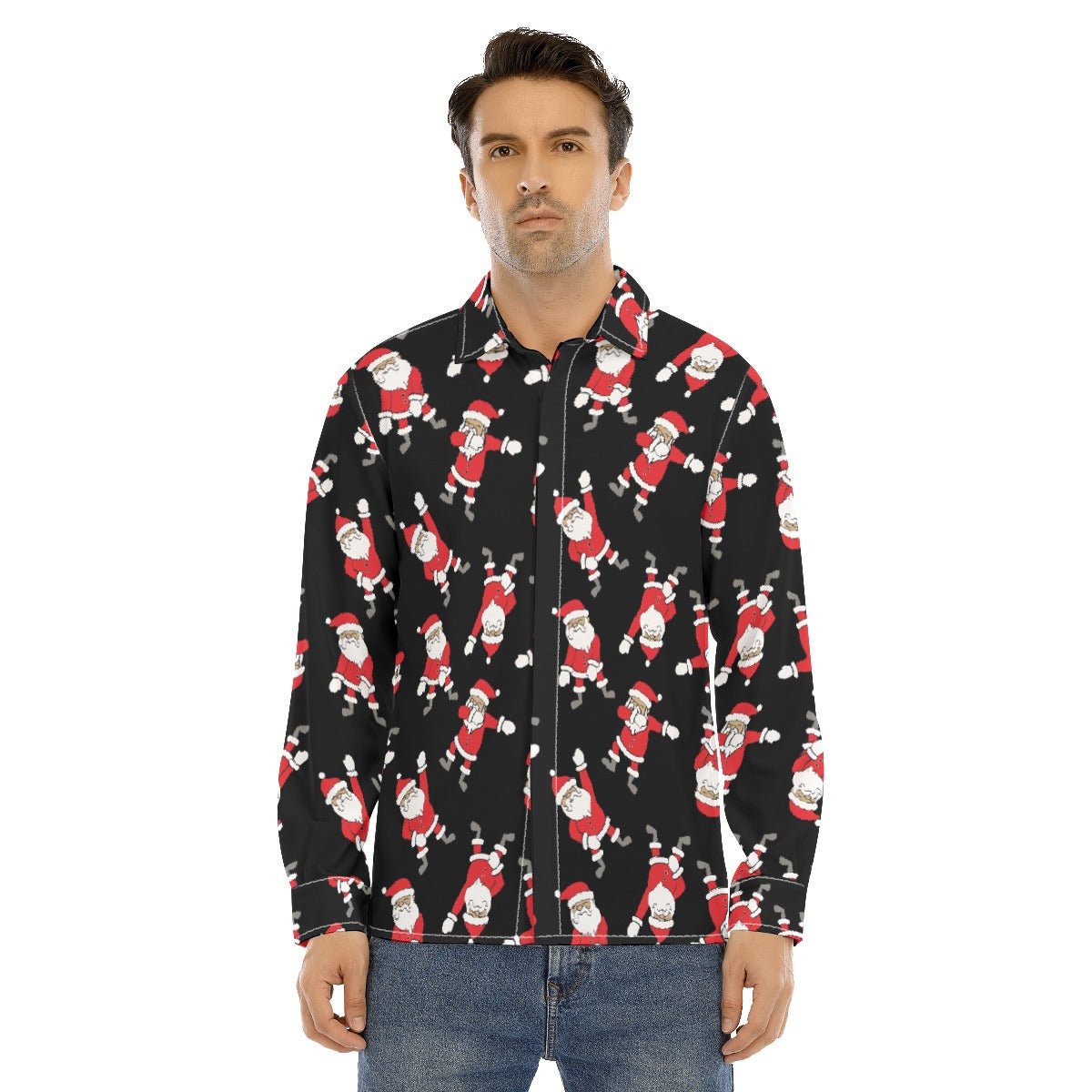Men's Collar Christmas Shirt - Santa Dabs - Festive Style