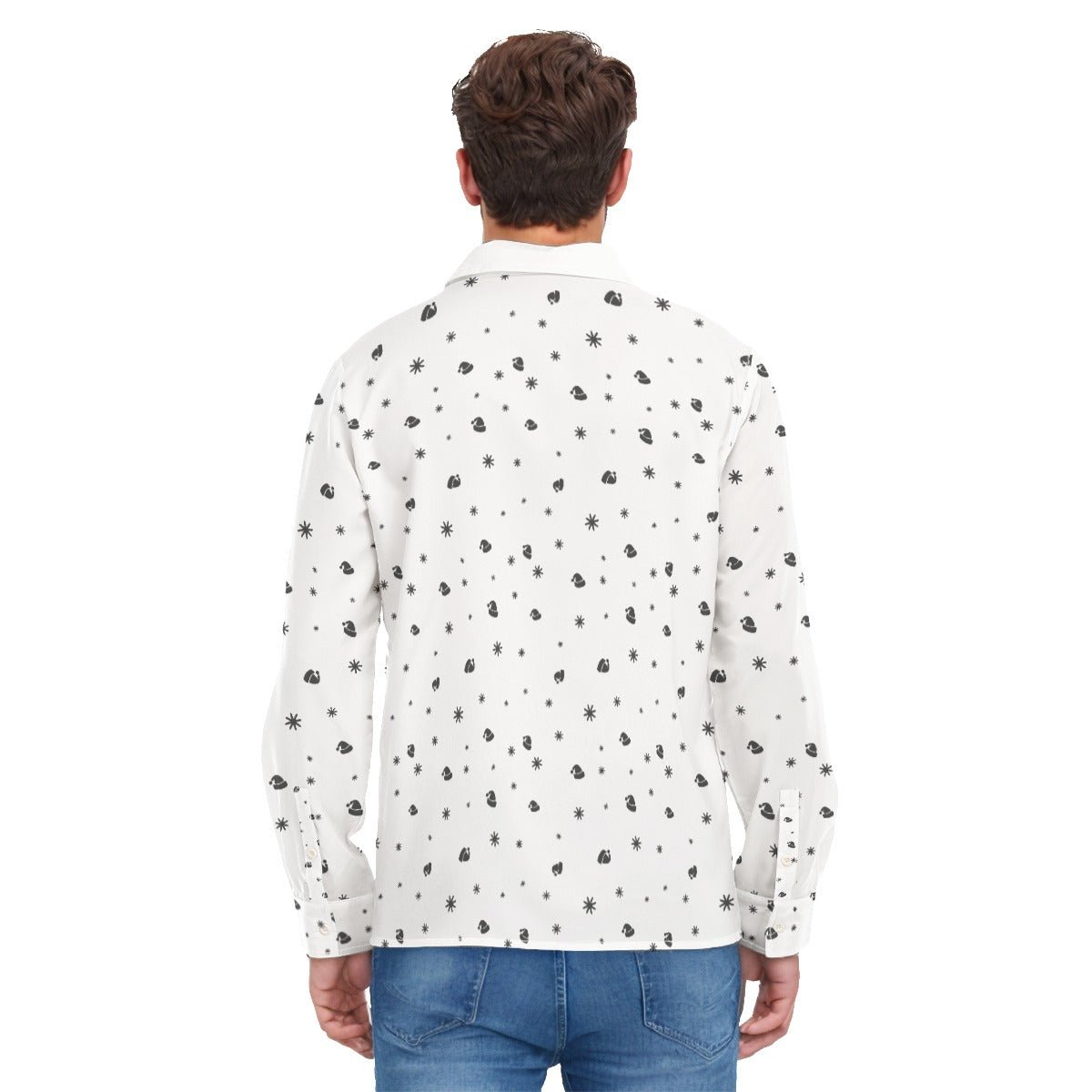Men's Collar Christmas Shirt - Snowflakes and Hats - Festive Style