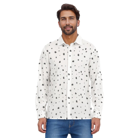 Men's Collar Christmas Shirt - Snowflakes and Hats - Festive Style