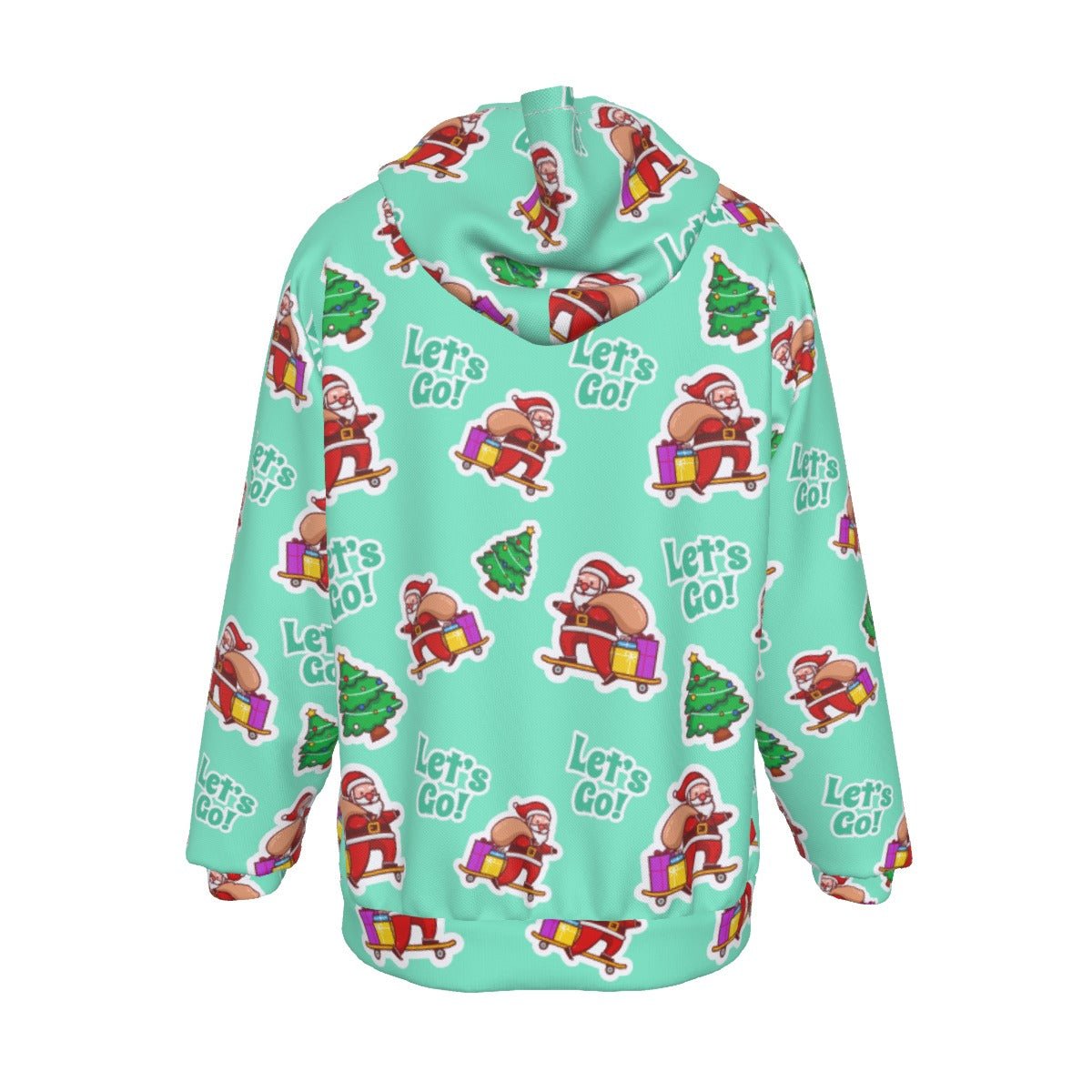 Men's Fleece Christmas Hoodie - Green "Let's Go" - Festive Style