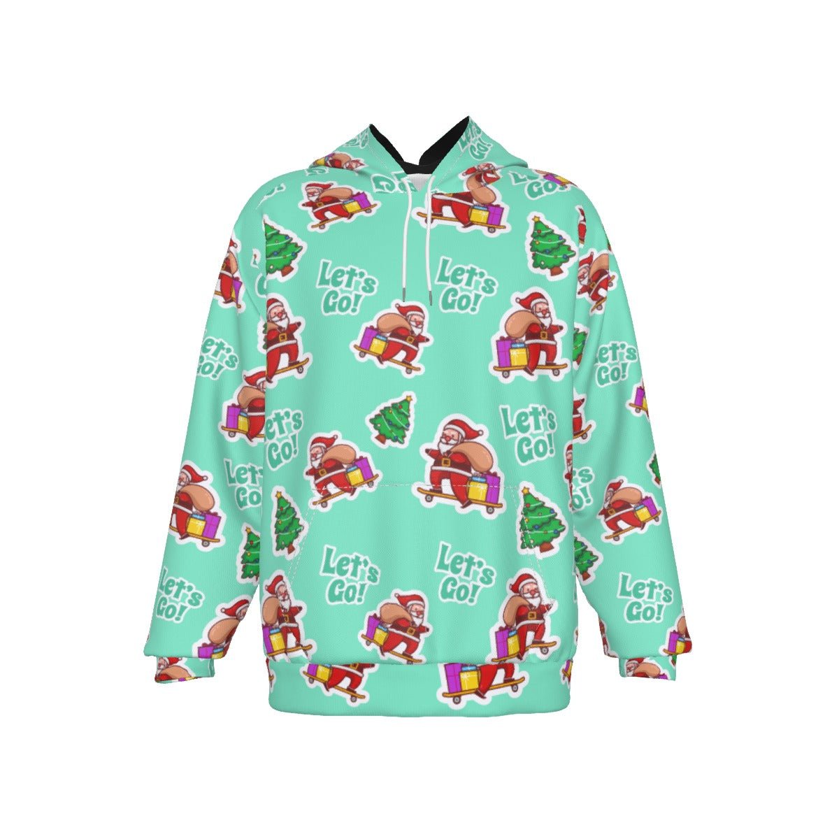 Men's Fleece Christmas Hoodie - Green "Let's Go" - Festive Style