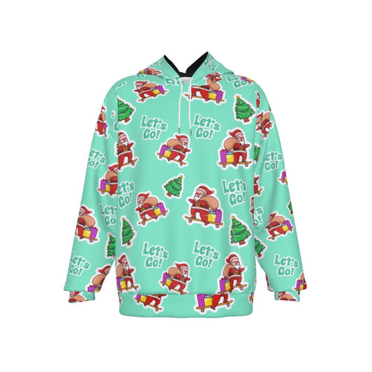 Men's Fleece Christmas Hoodie - Green "Let's Go" - Festive Style