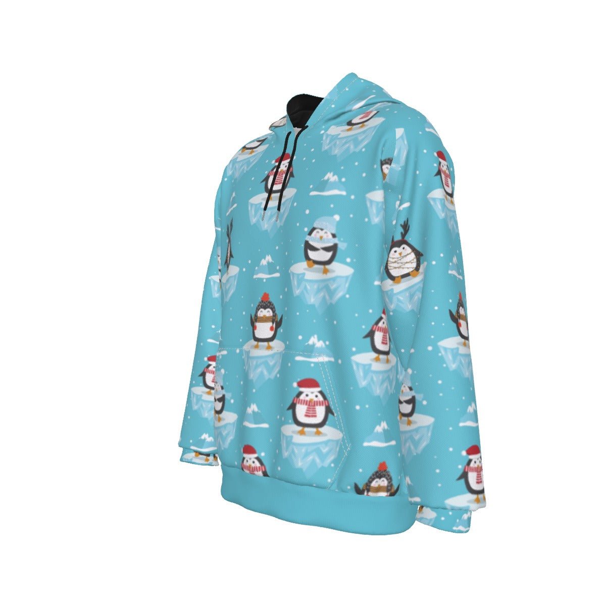 Men's Fleece Christmas Hoodie - Icy Penguins - Festive Style