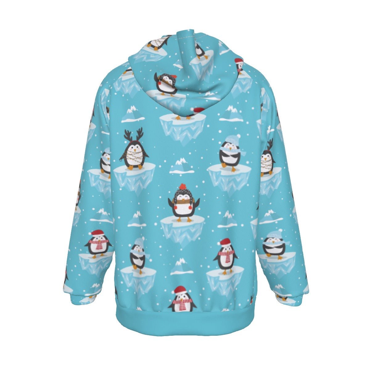 Men's Fleece Christmas Hoodie - Icy Penguins - Festive Style