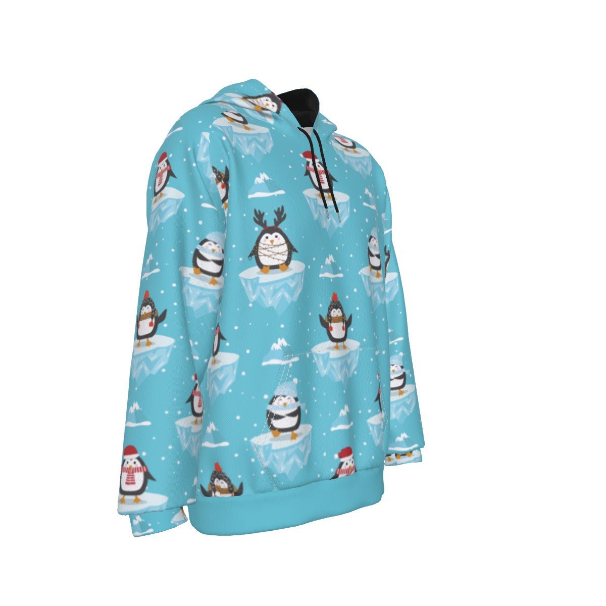 Men's Fleece Christmas Hoodie - Icy Penguins - Festive Style