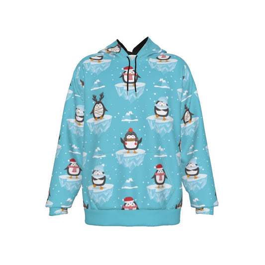 Men's Fleece Christmas Hoodie - Icy Penguins - Festive Style