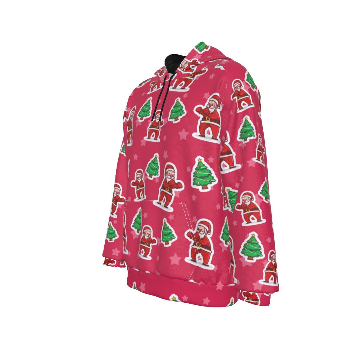 Men's Fleece Christmas Hoodie - Red Santa Boxing - Festive Style