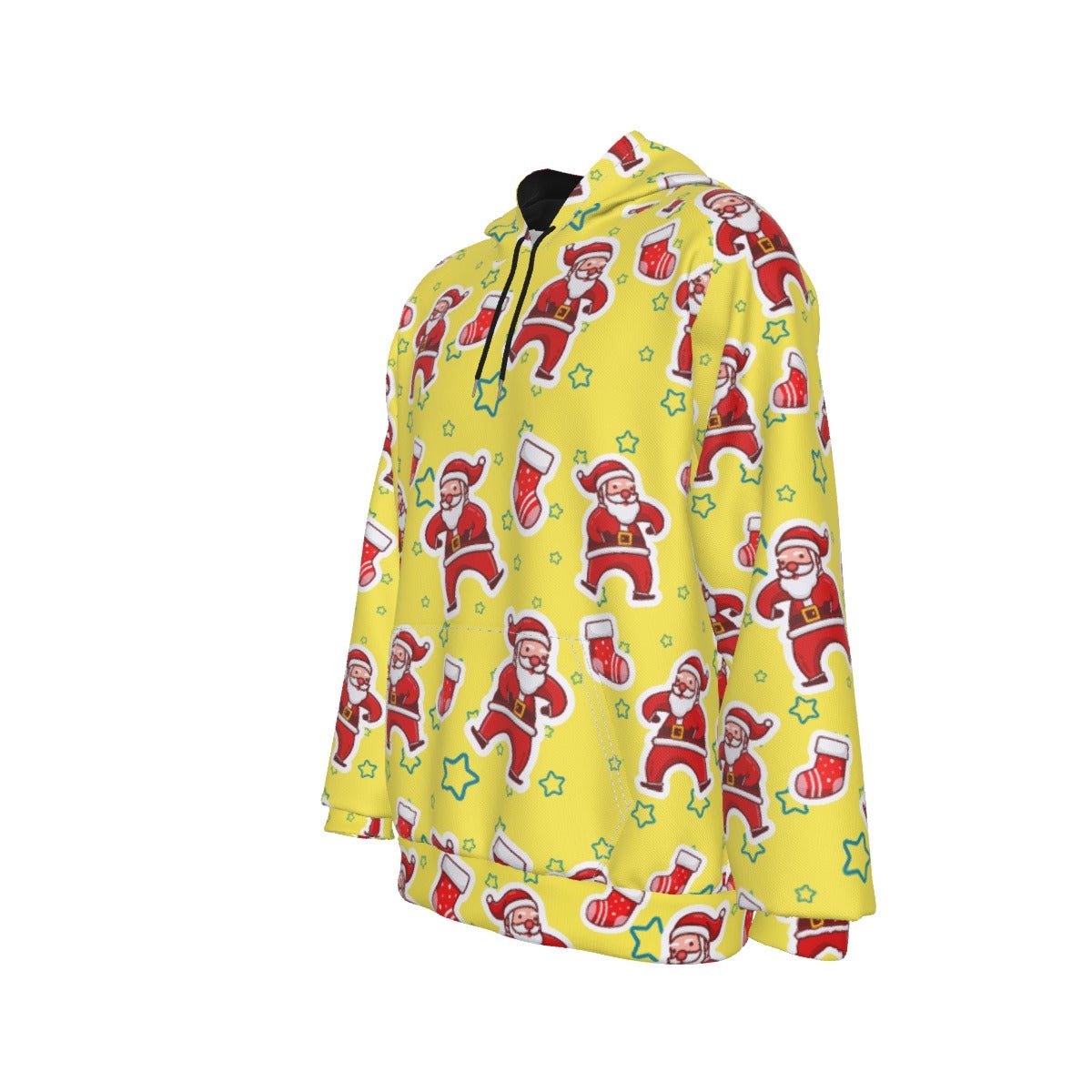 Men's Fleece Christmas Hoodie - Santa and Stars - Festive Style