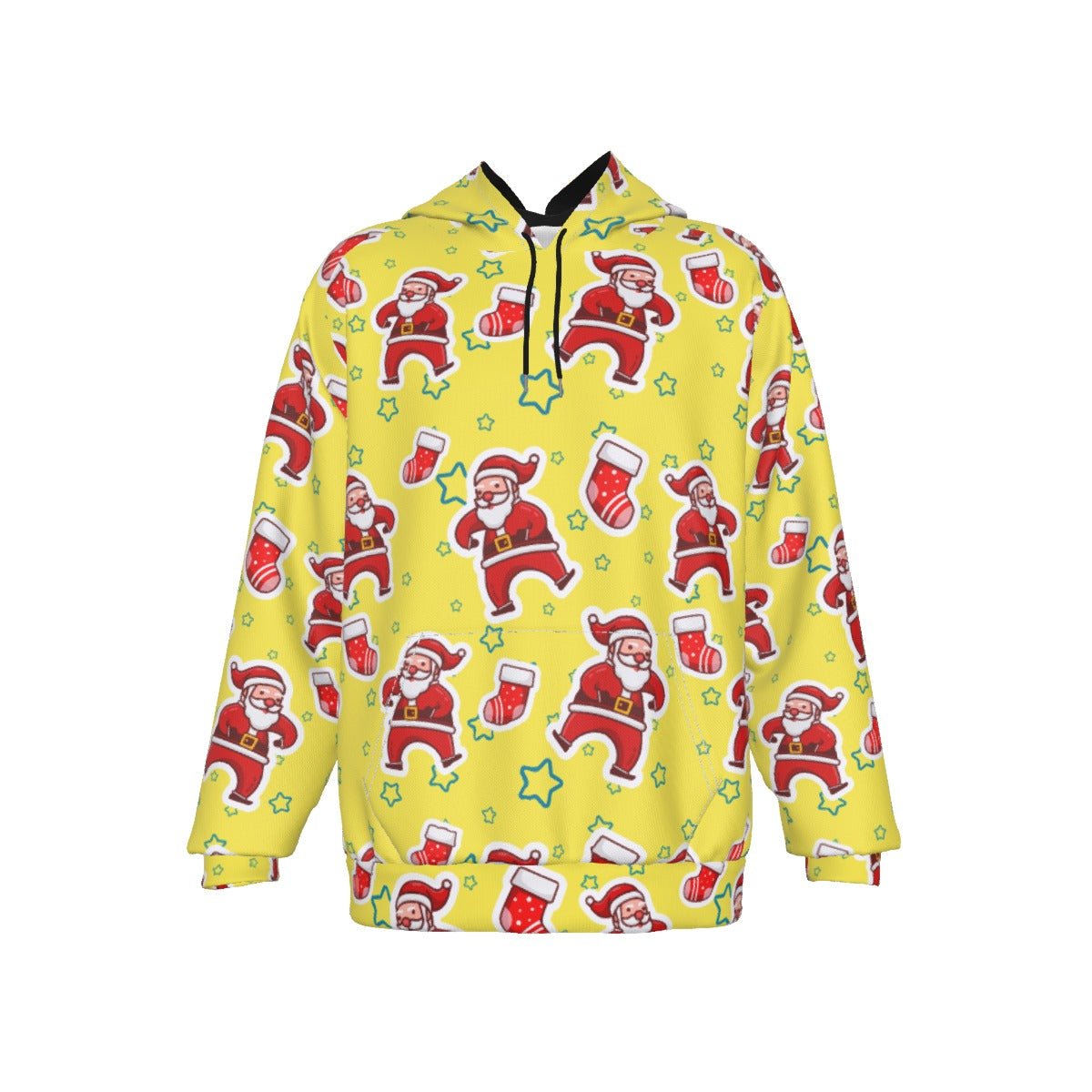 Men's Fleece Christmas Hoodie - Santa and Stars - Festive Style