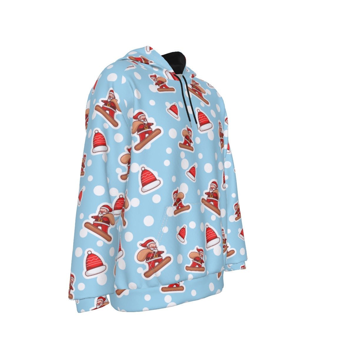Men's Fleece Christmas Hoodie - Santa Snowboarding - Festive Style