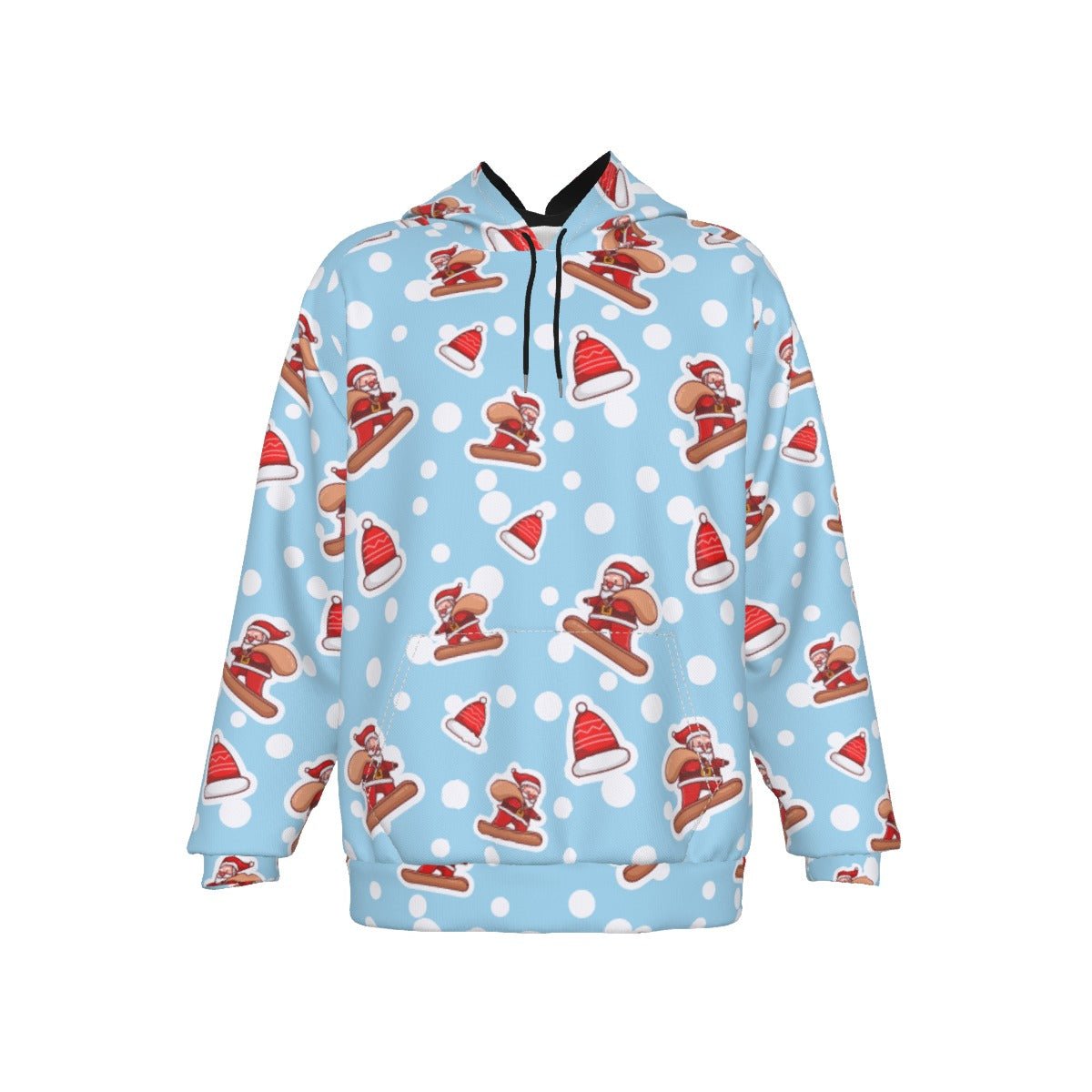 Men's Fleece Christmas Hoodie - Santa Snowboarding - Festive Style