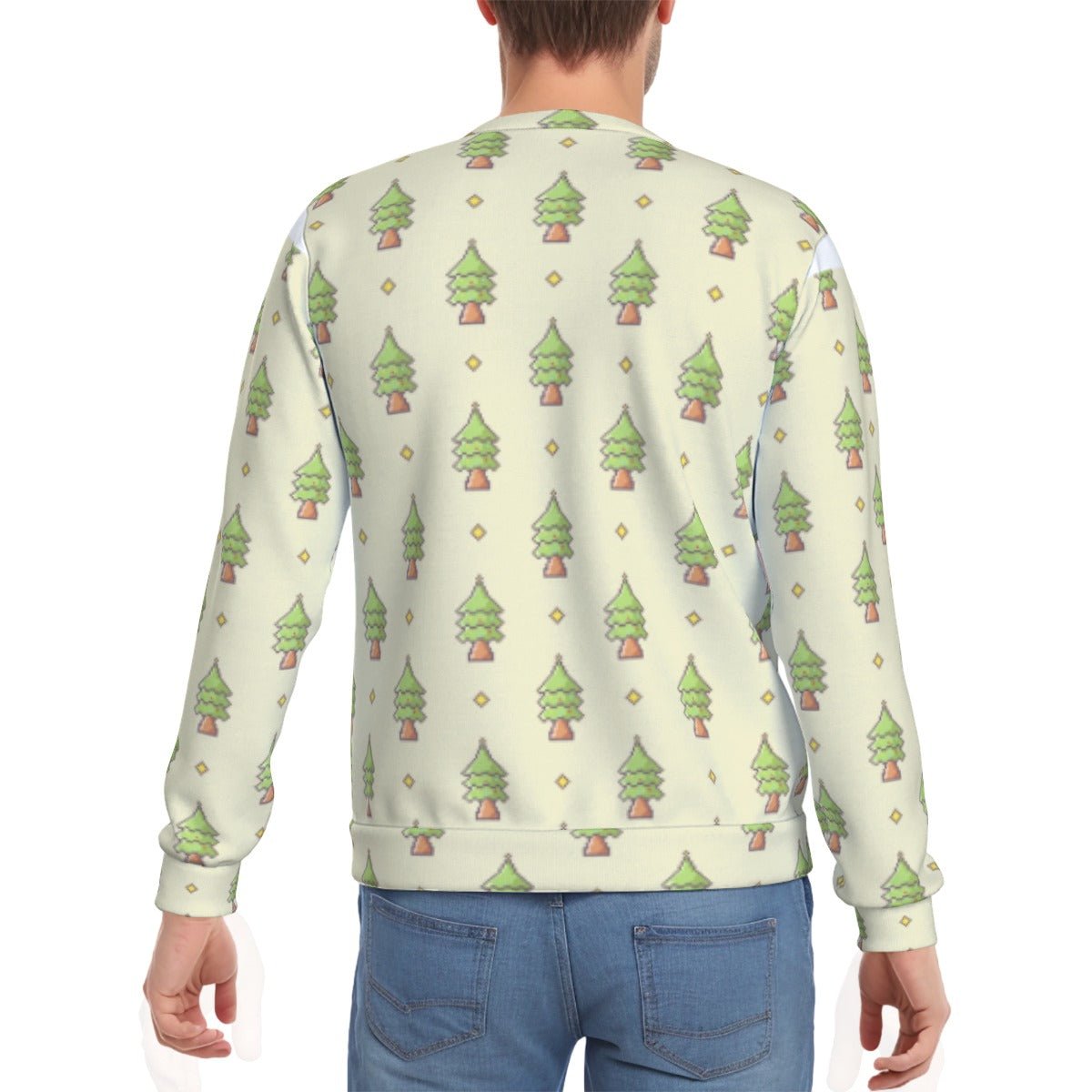 Men's Fleece Christmas Sweatshirt- 16-Bit Christmas Trees - Festive Style