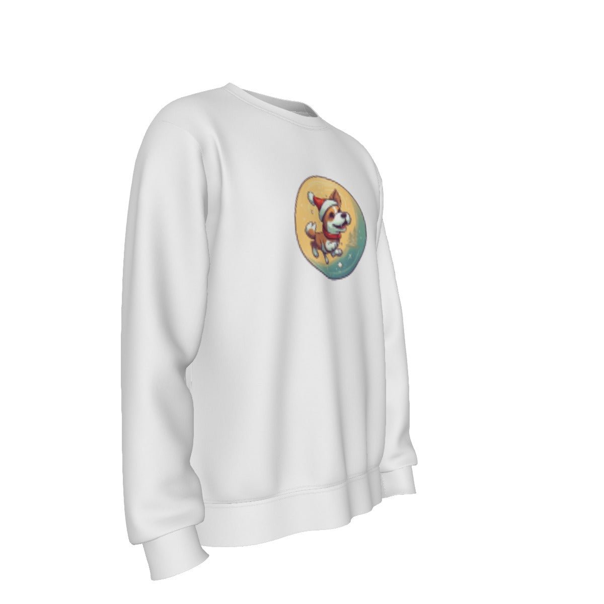 Men's Fleece Christmas Sweatshirt - Dog and Moon - Festive Style