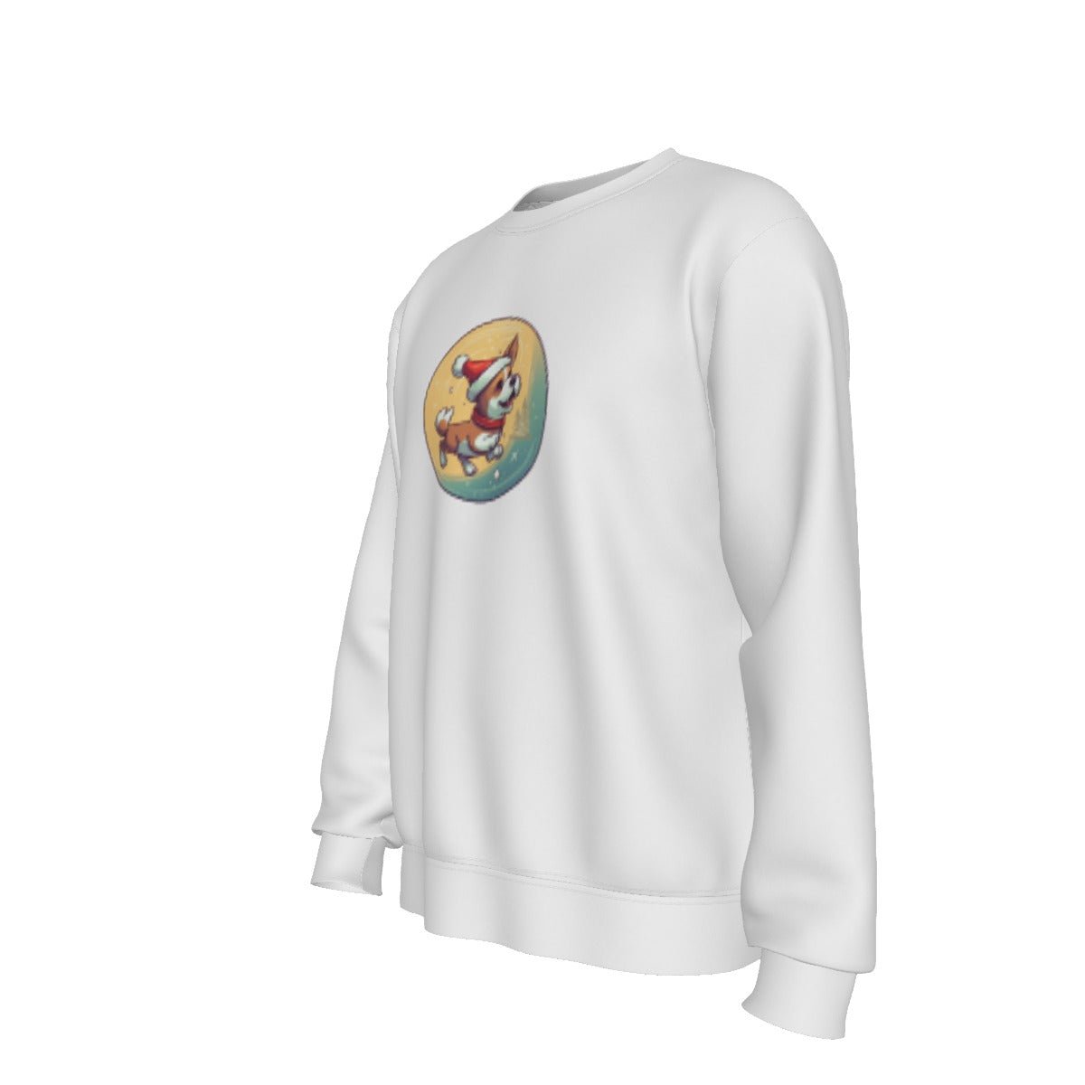 Men's Fleece Christmas Sweatshirt - Dog and Moon - Festive Style