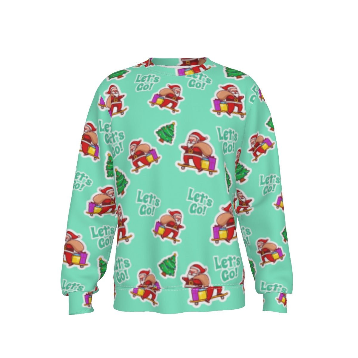 Men's Fleece Christmas Sweatshirt- Green "Let's Go" - Festive Style