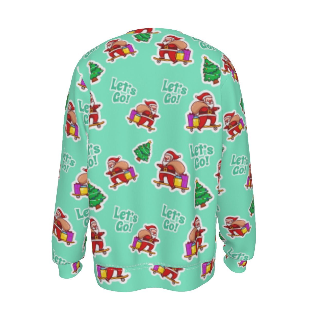 Men's Fleece Christmas Sweatshirt- Green "Let's Go" - Festive Style