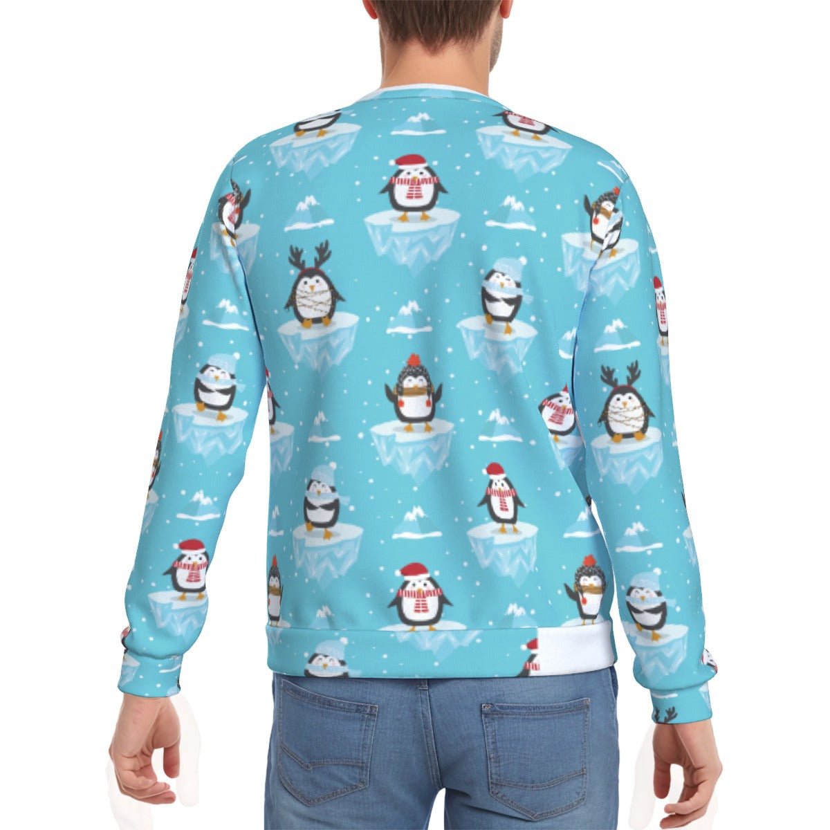 Men's Fleece Christmas Sweatshirt - Icy Penguins Men's Heavy Fleece Sweatshirt - Festive Style