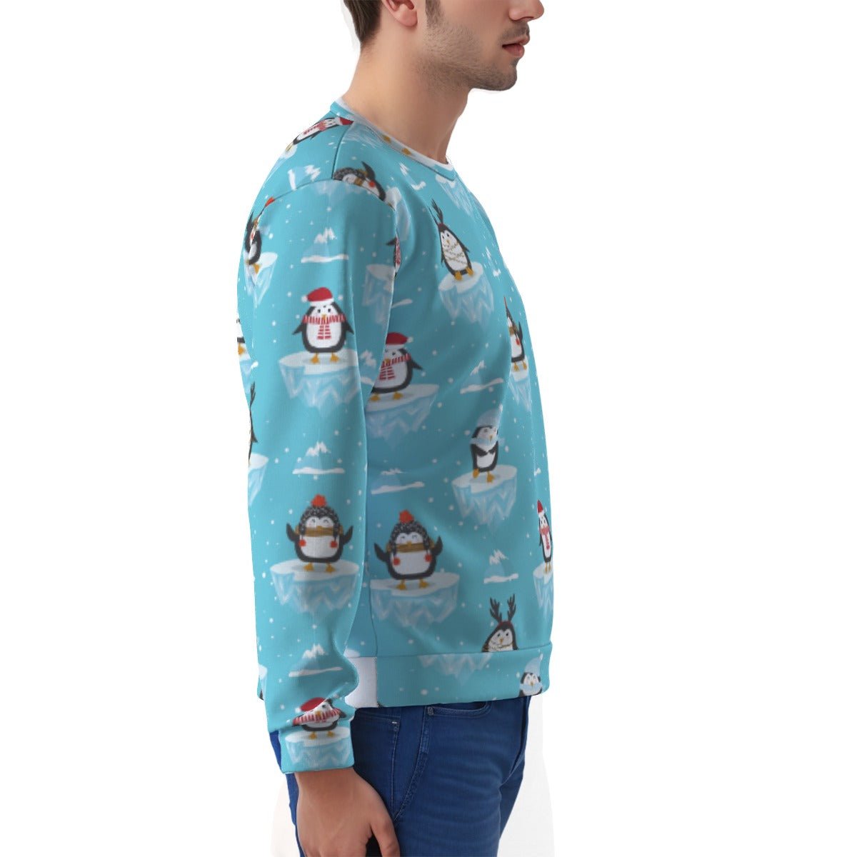 Men's Fleece Christmas Sweatshirt - Icy Penguins Men's Heavy Fleece Sweatshirt - Festive Style
