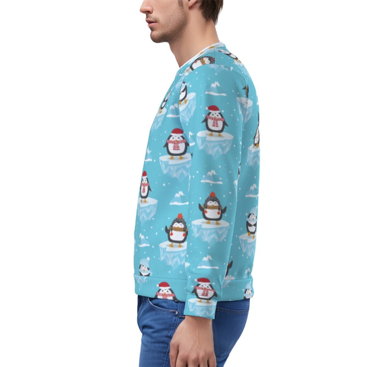 Men's Fleece Christmas Sweatshirt - Icy Penguins Men's Heavy Fleece Sweatshirt - Festive Style