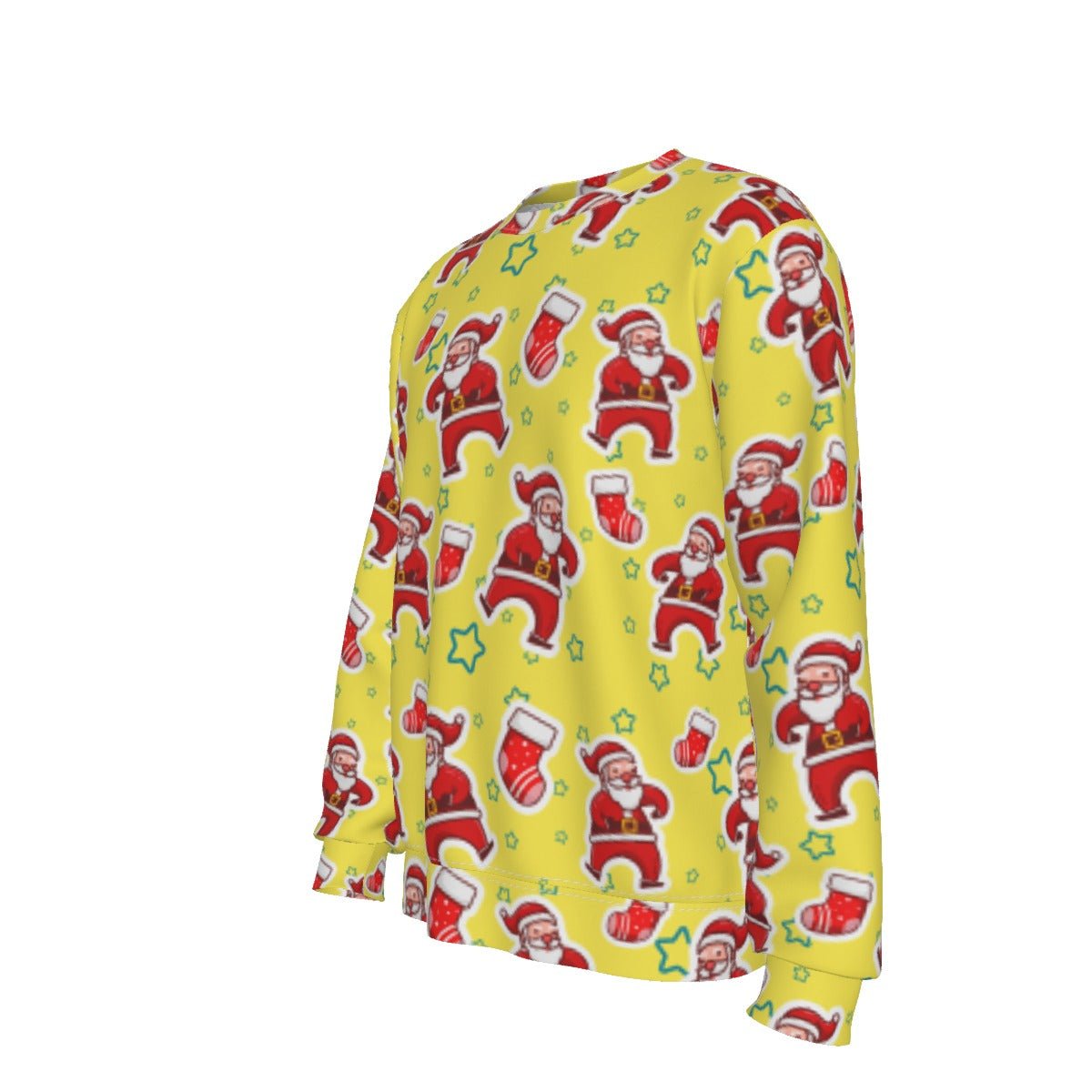 Men's Fleece Christmas Sweatshirt- Santa and Stars - Festive Style