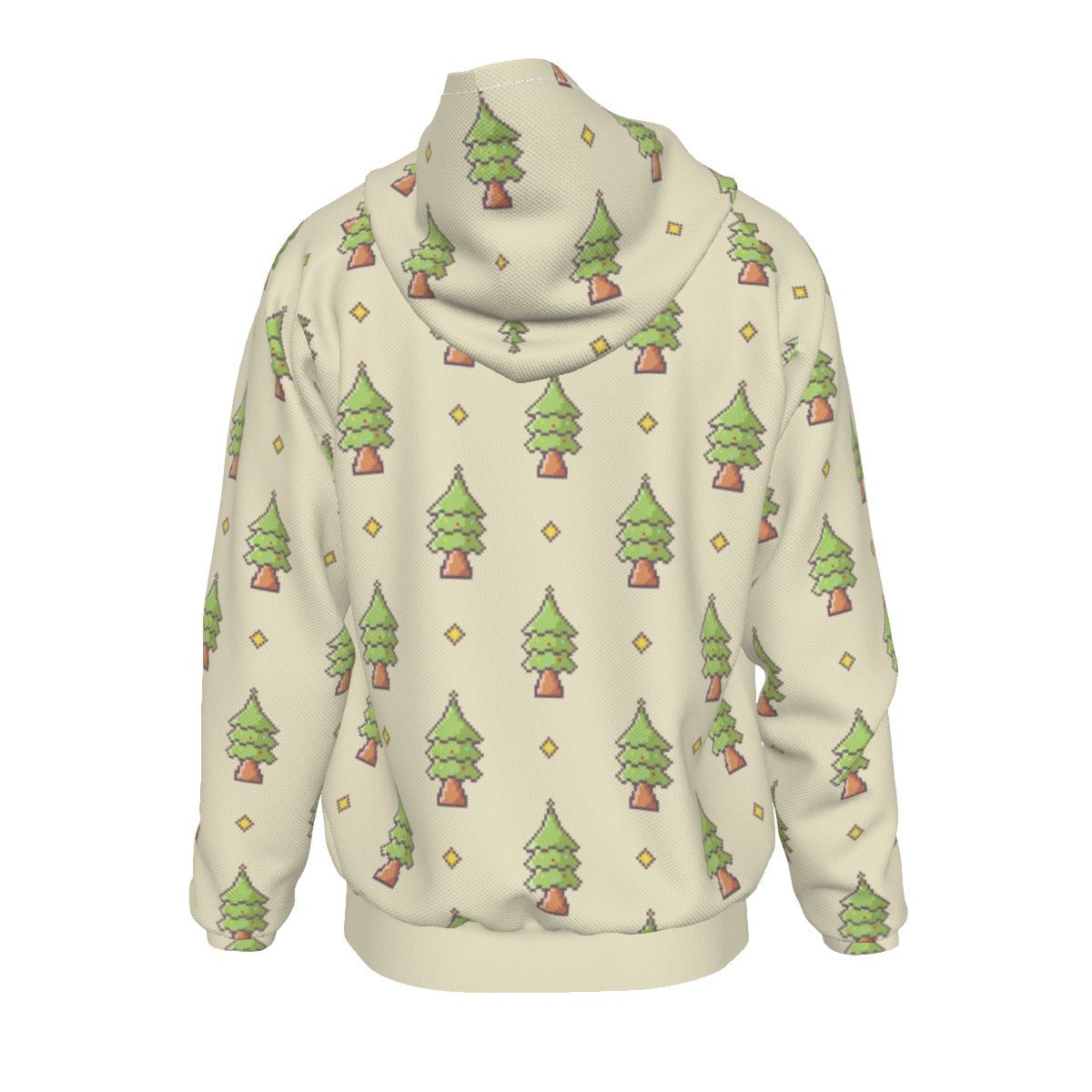 Men's Fleece Zip Christmas Hoodie - 16-Bit Christmas Trees - Festive Style
