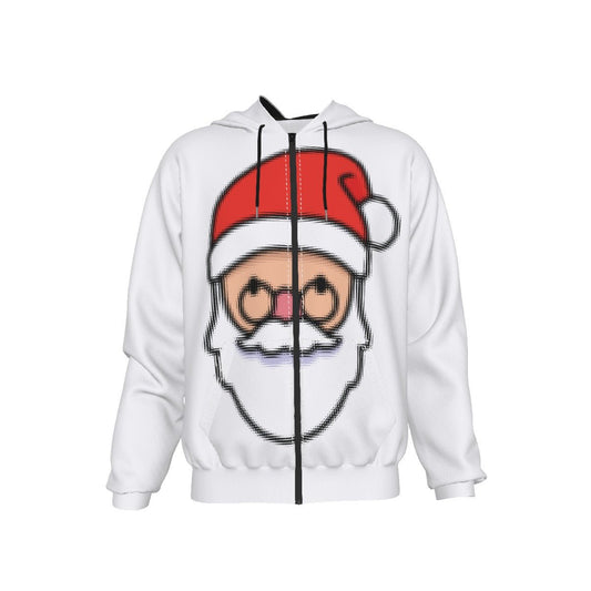 Men's Fleece Zip Christmas Hoodie - Blurred Santa - Festive Style