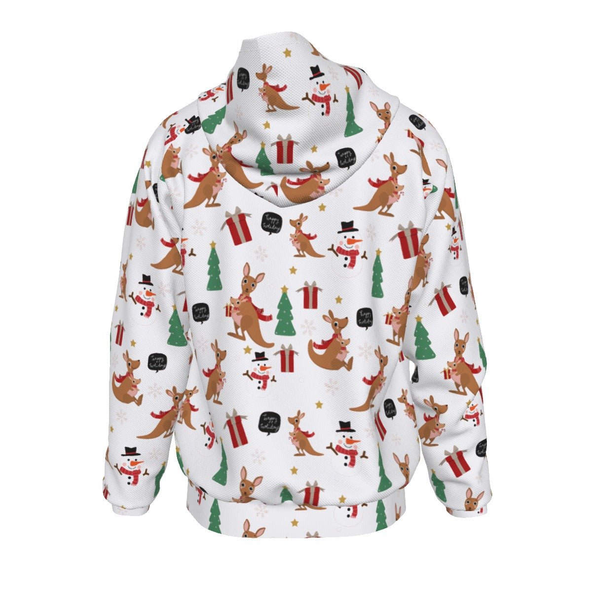 Men's Fleece Zip Christmas Hoodie - Kangaroos - Festive Style
