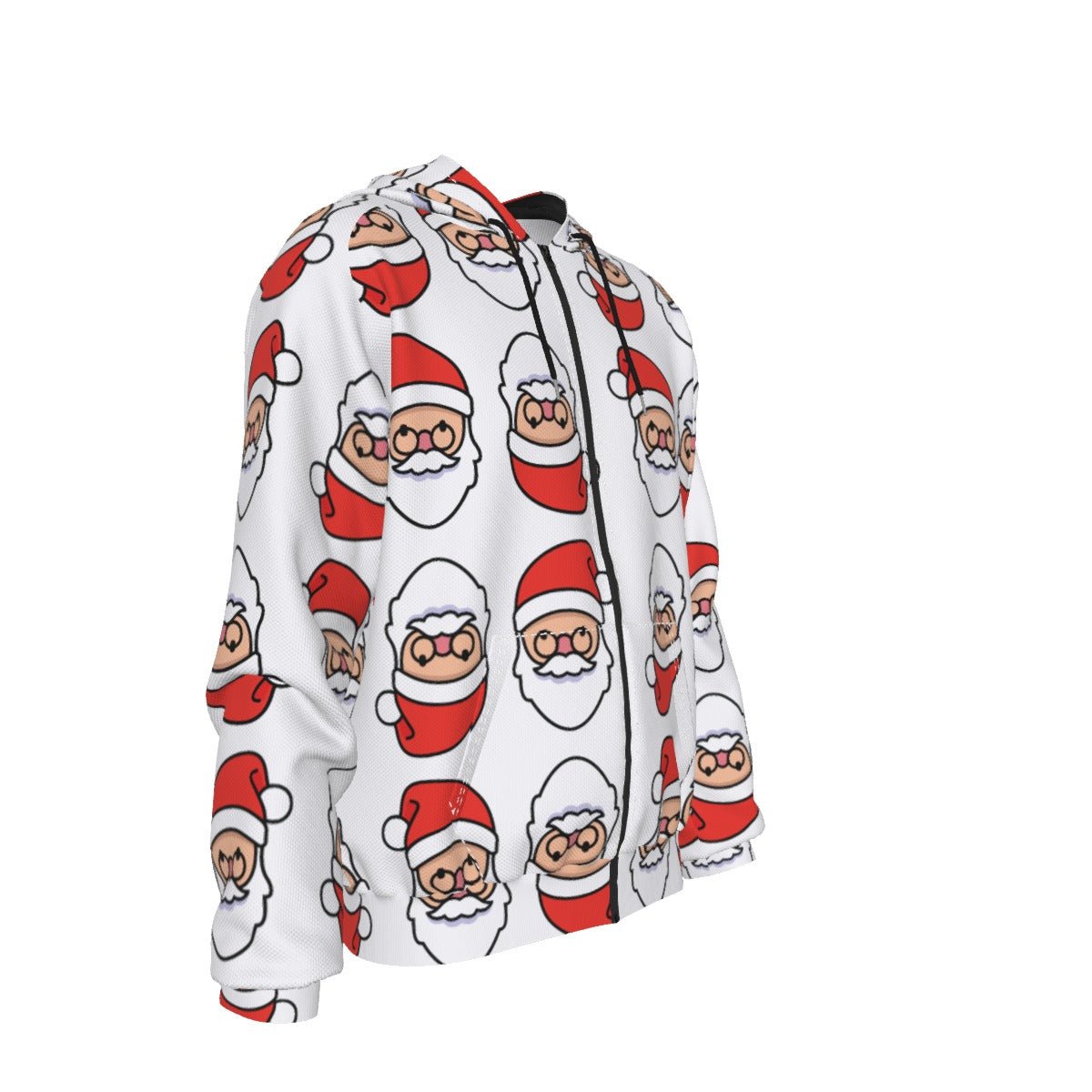 Men's Fleece Zip Christmas Hoodie - Mirrored Santa - Festive Style