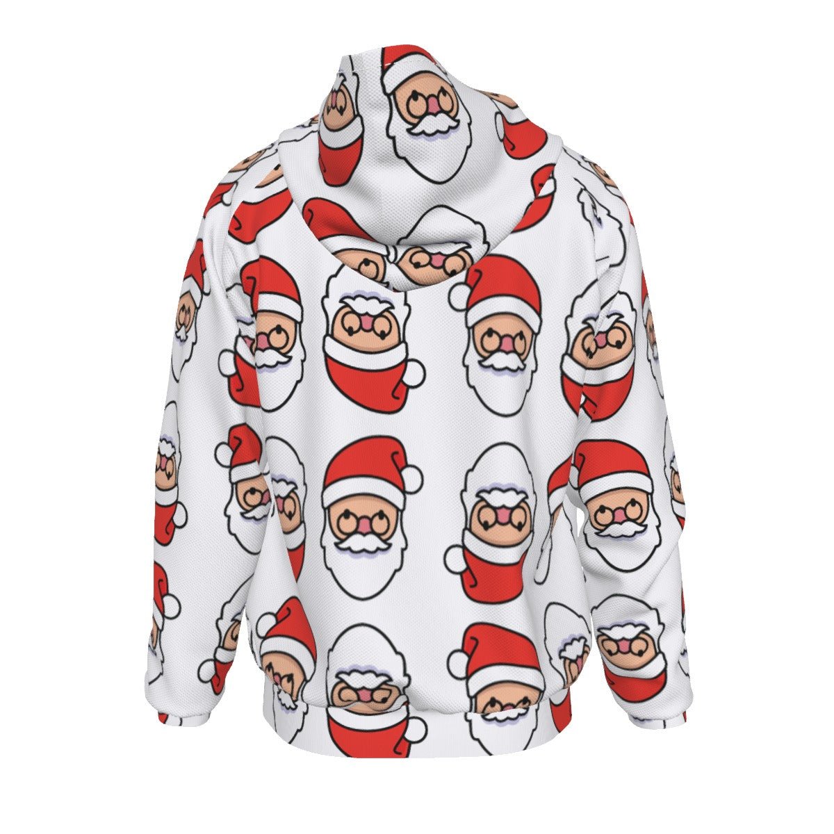 Men's Fleece Zip Christmas Hoodie - Mirrored Santa - Festive Style