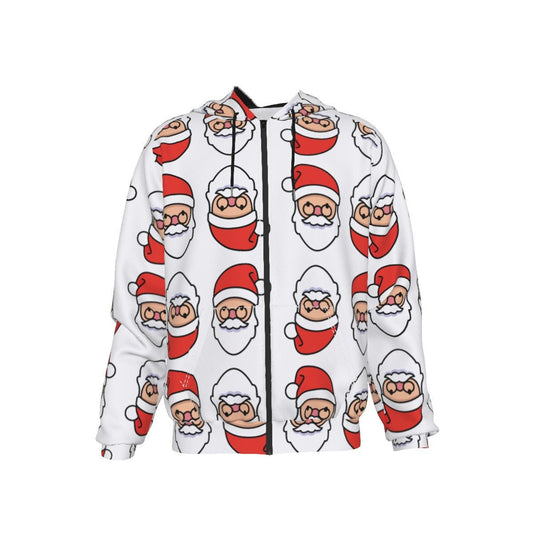 Men's Fleece Zip Christmas Hoodie - Mirrored Santa - Festive Style