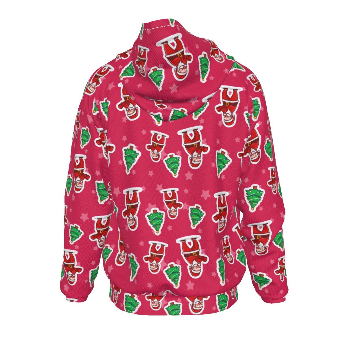 Men's Fleece Zip Christmas Hoodie - Red Santa Boxing - Festive Style