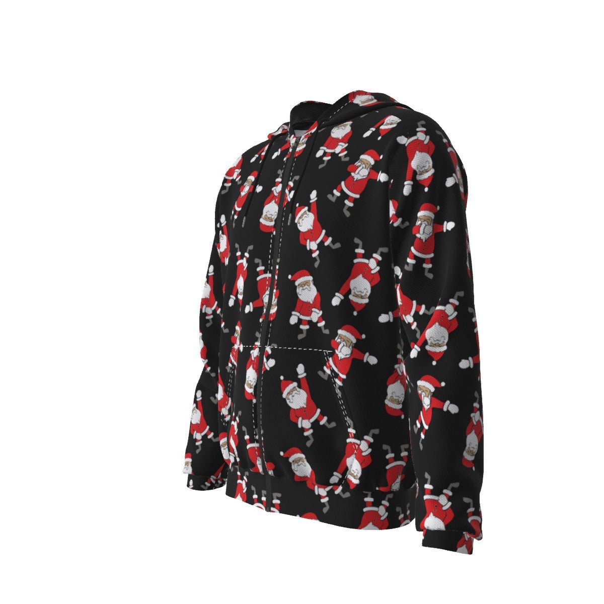 Men's Fleece Zip Christmas Hoodie - Santa Dabs - Festive Style