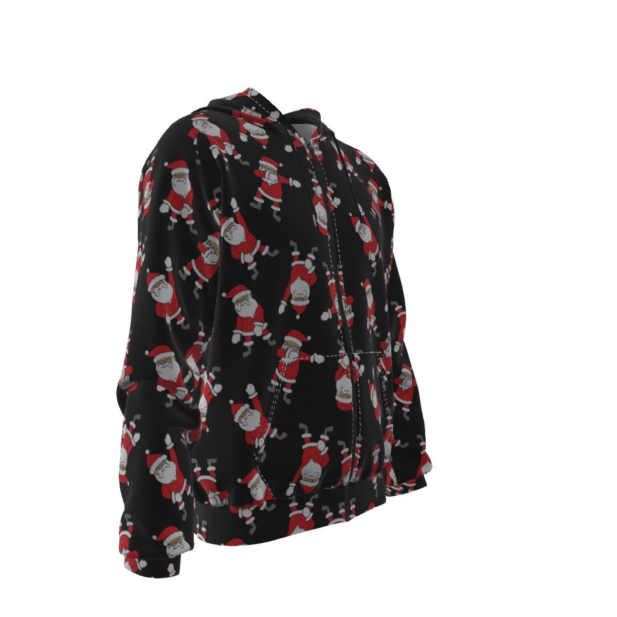 Men's Fleece Zip Christmas Hoodie - Santa Dabs - Festive Style