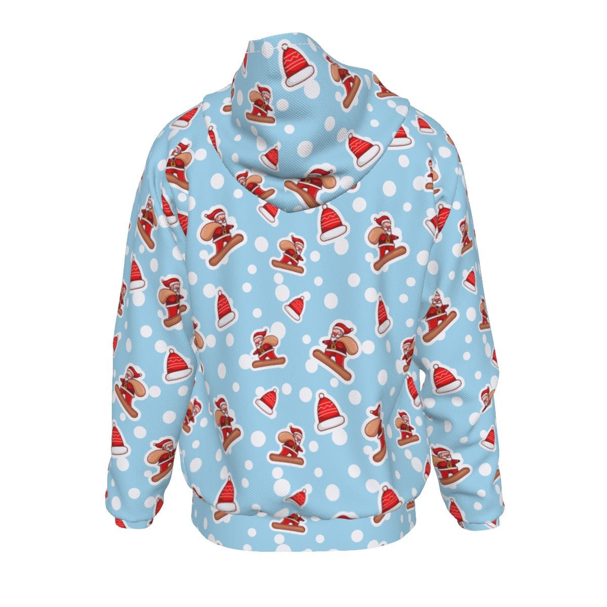 Men's Fleece Zip Christmas Hoodie - Santa Snowboarding - Festive Style