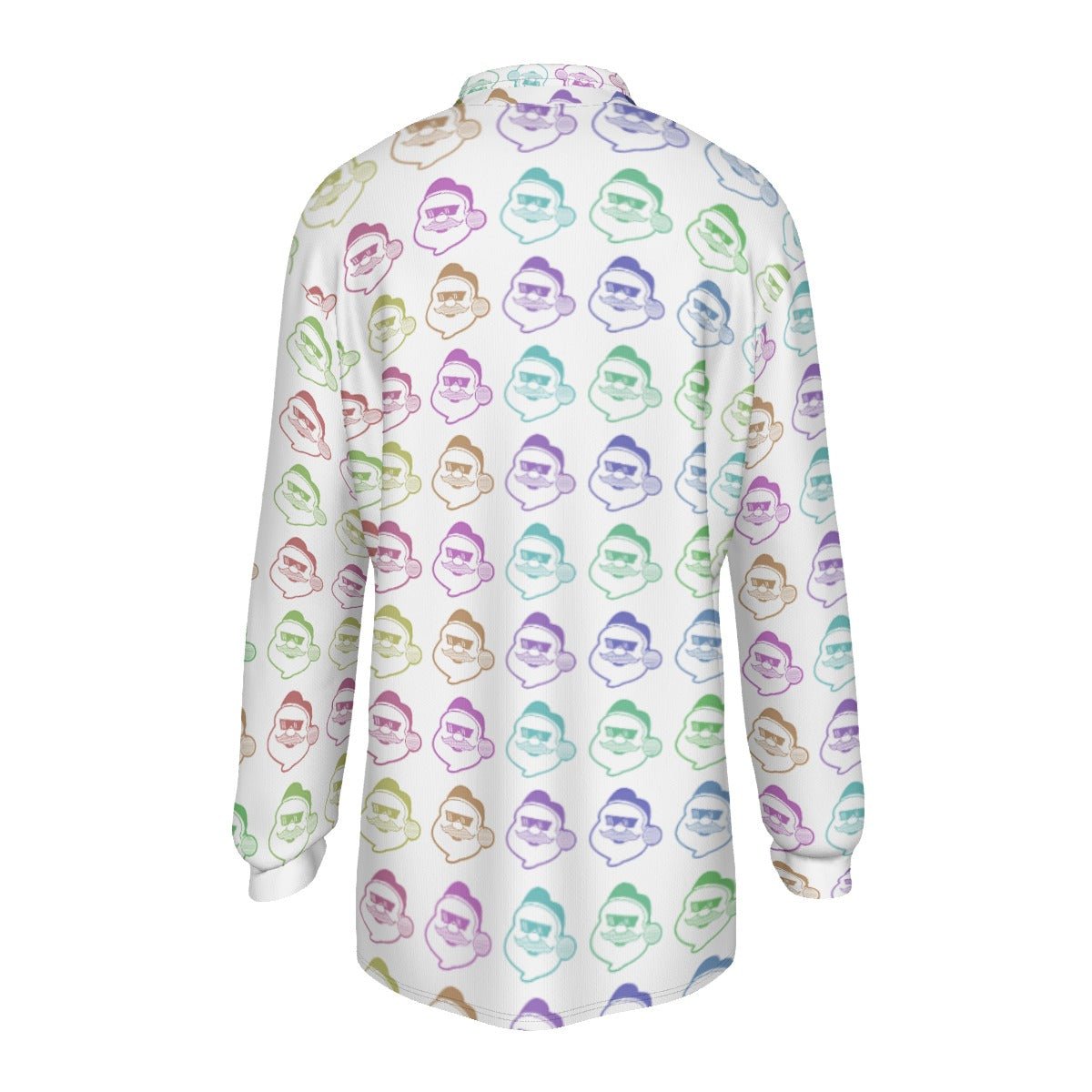 Men's Long Sleeve Christmas Polo Shirt - Rainbow - Boss Santa - Festive Style