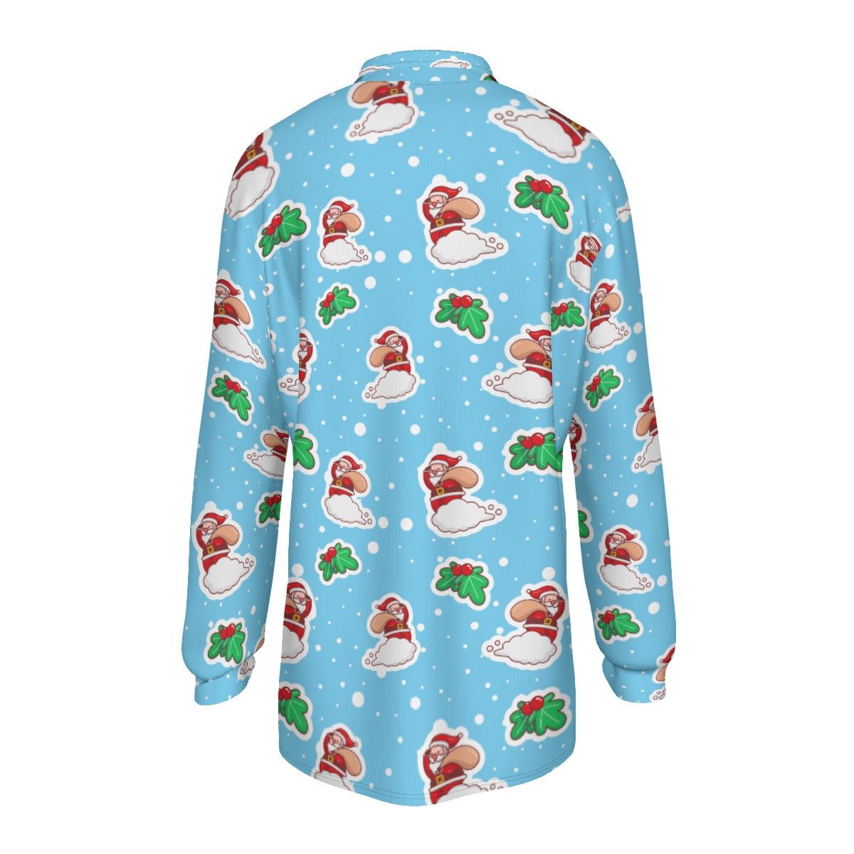 Men's Long Sleeve Christmas Polo Shirt - Santa Cloud - Festive Style