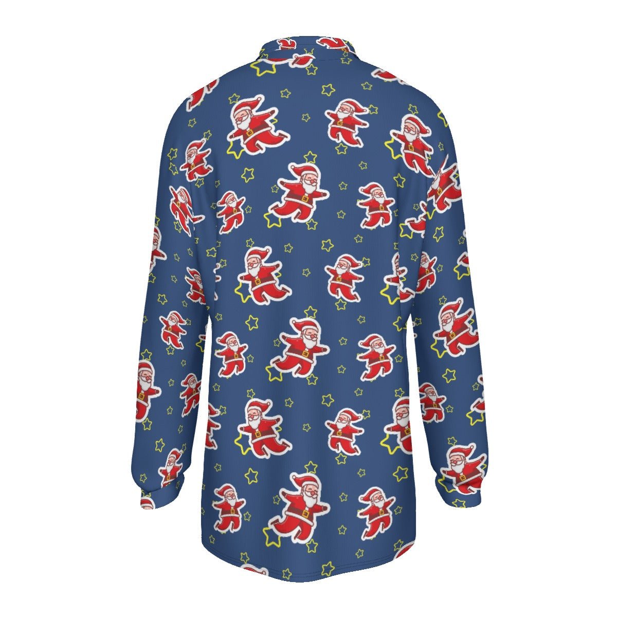 Men's Long Sleeve Christmas Polo Shirt - Santa Night Time - Festive Style