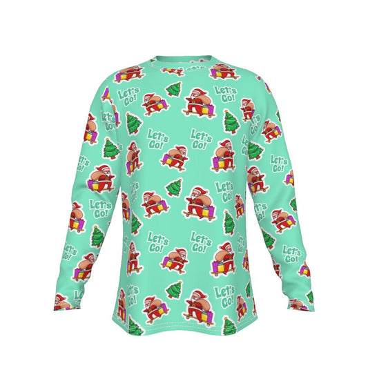 Men's Long Sleeve Christmas T-Shirt - Green "Let's Go" - Festive Style