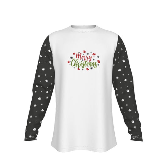 Men's Long Sleeve Christmas T-Shirt - Merry Christmas - Black Sleeves - Festive Style