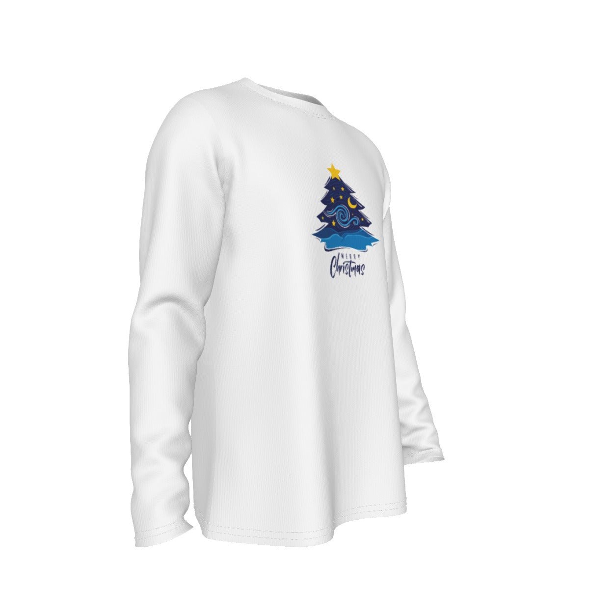 Men's Long Sleeve Christmas T-Shirt - Merry Christmas - Blue Tree - Festive Style
