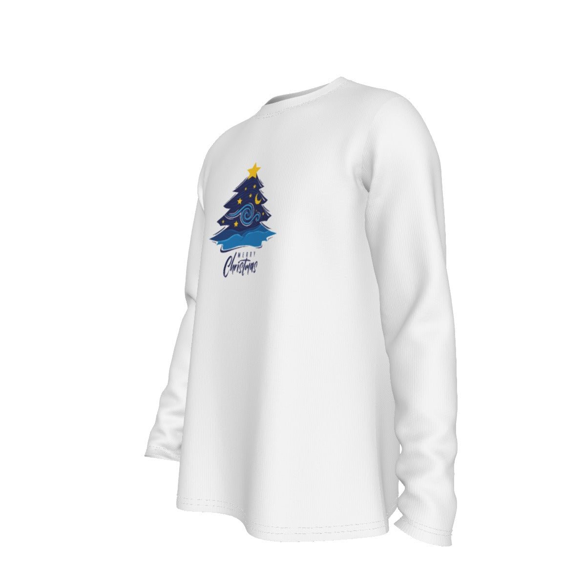 Men's Long Sleeve Christmas T-Shirt - Merry Christmas - Blue Tree - Festive Style