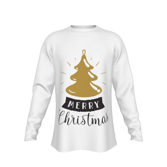 Men's Long Sleeve Christmas T-Shirt - Merry Christmas - Gold Tree - Festive Style