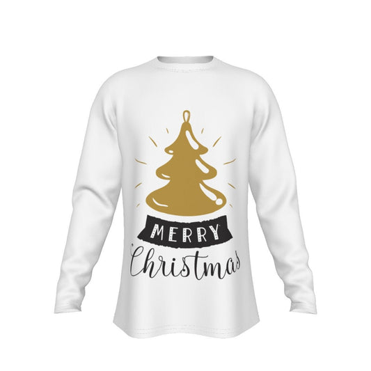 Men's Long Sleeve Christmas T-Shirt - Merry Christmas - Gold Tree - Festive Style