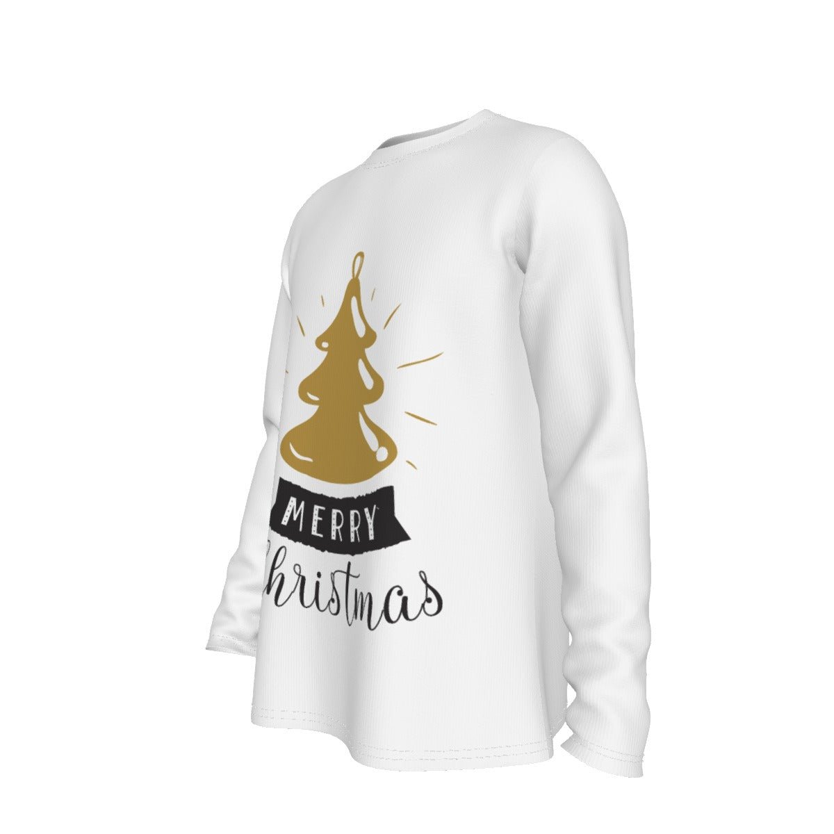 Men's Long Sleeve Christmas T-Shirt - Merry Christmas - Gold Tree - Festive Style