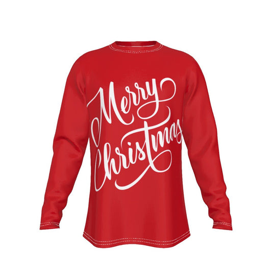 Men's Long Sleeve Christmas T-Shirt - Merry Christmas - Red - Festive Style