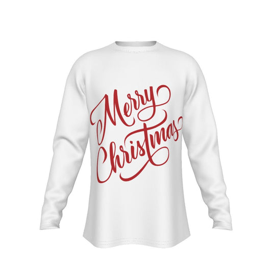 Men's Long Sleeve Christmas T-Shirt - Merry Christmas - White - Festive Style